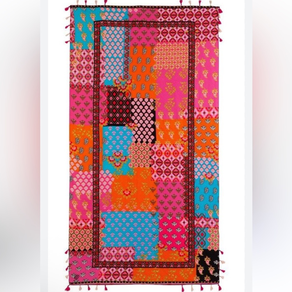 Desigual Multi Color Patchwork Pleated Foulard Sc… - image 1